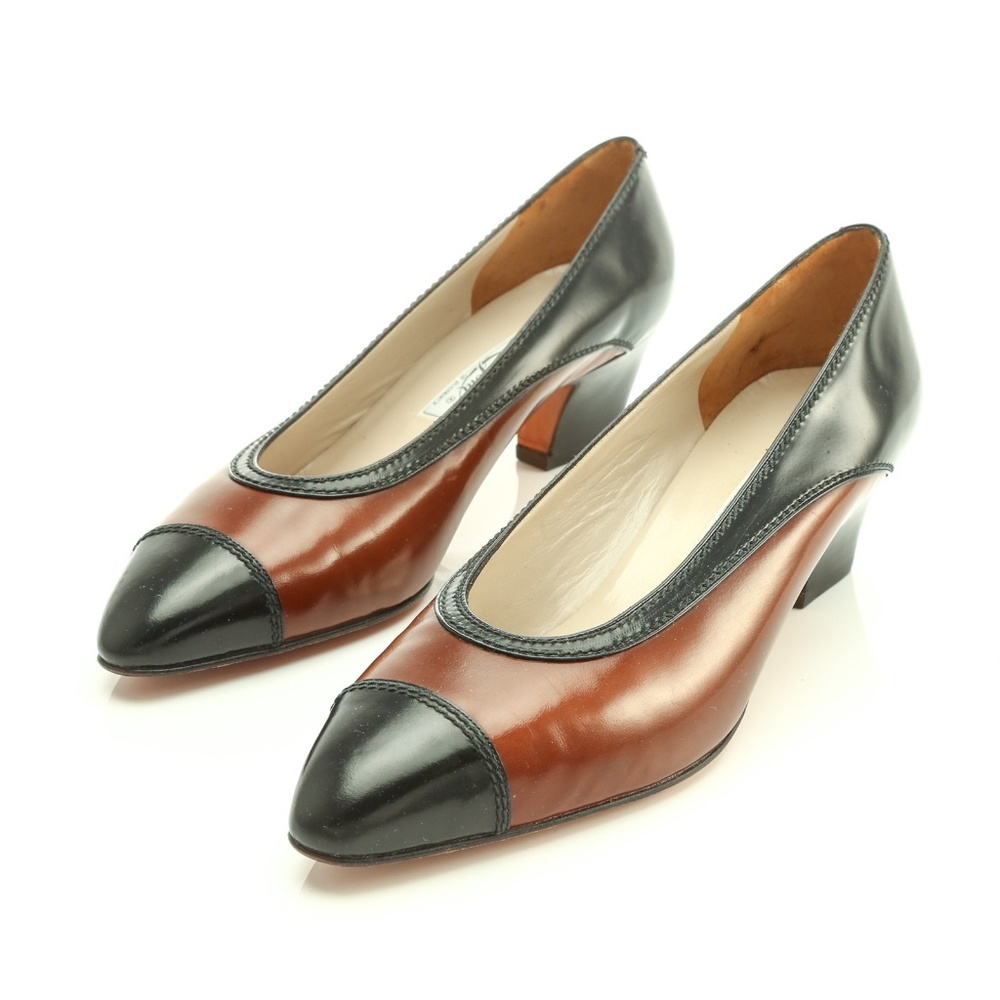 Rangoni Florence Brown Black Leather Pumps Heels